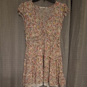 Altar'd State Floral Ruffle Blouse - Pink and White